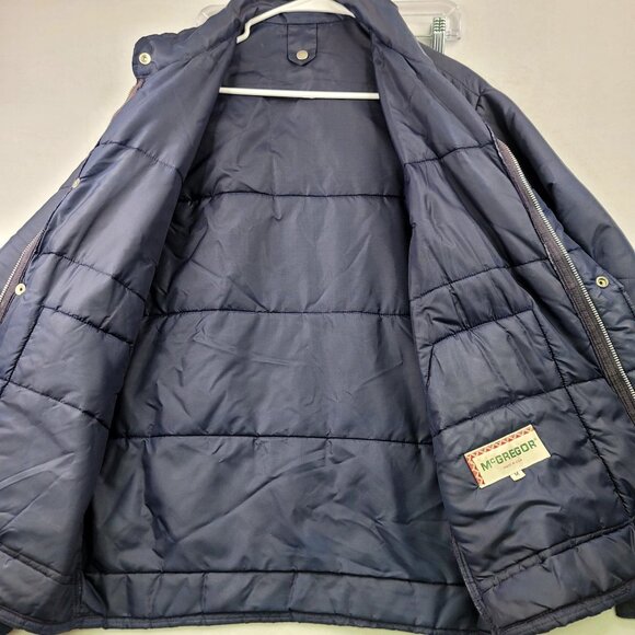 Vintage Union McGregor Mens Sportswear Quilted Jacket Navy Blue Medium *callout - Picture 5 of 11